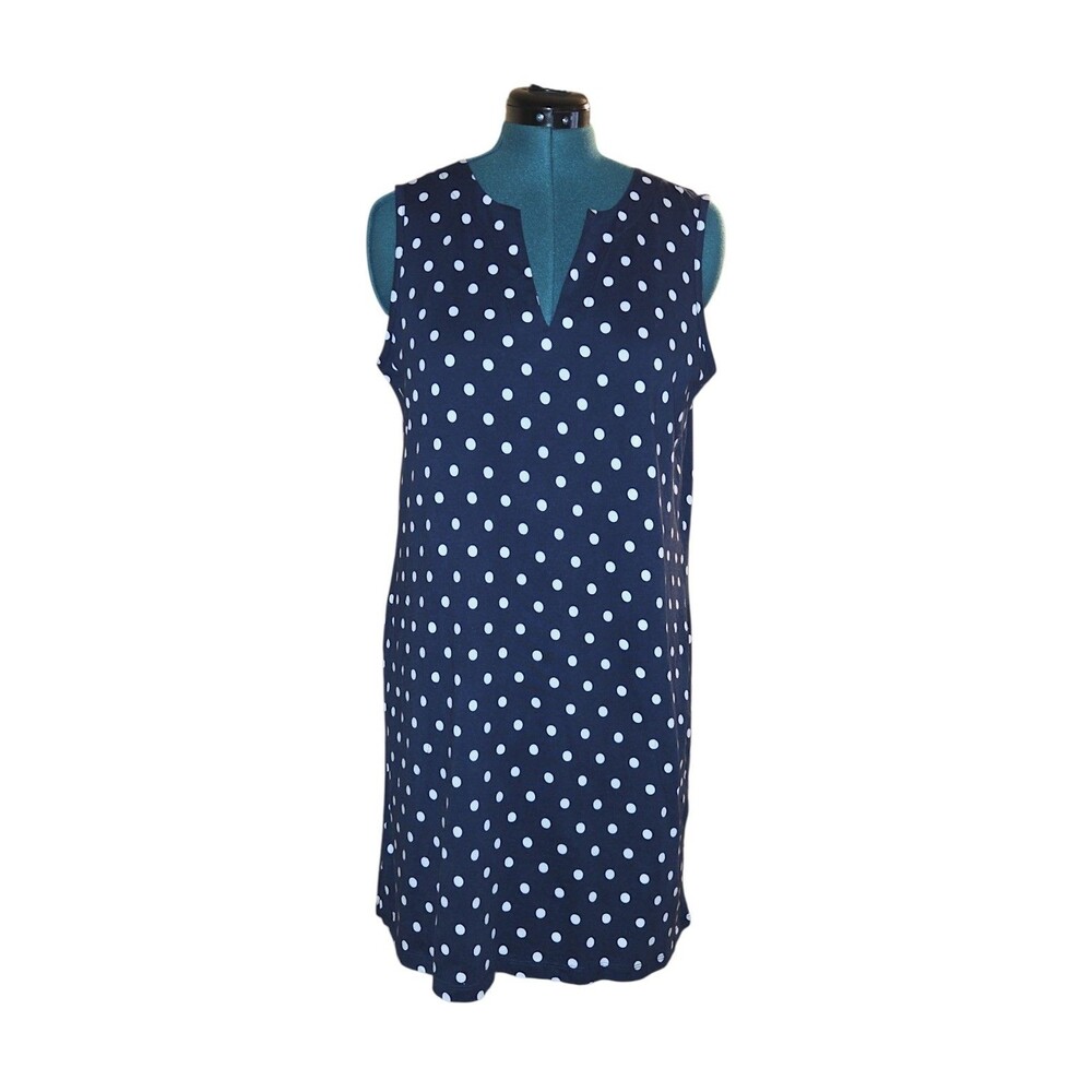 Lands' end Jersey Sleeveless Swim Cover-up Dress Polka Dot Size L Beach Resort